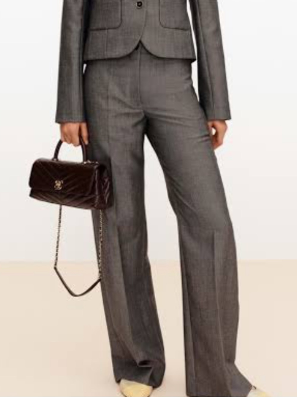 CHANEL Grey Wool Dress Pants